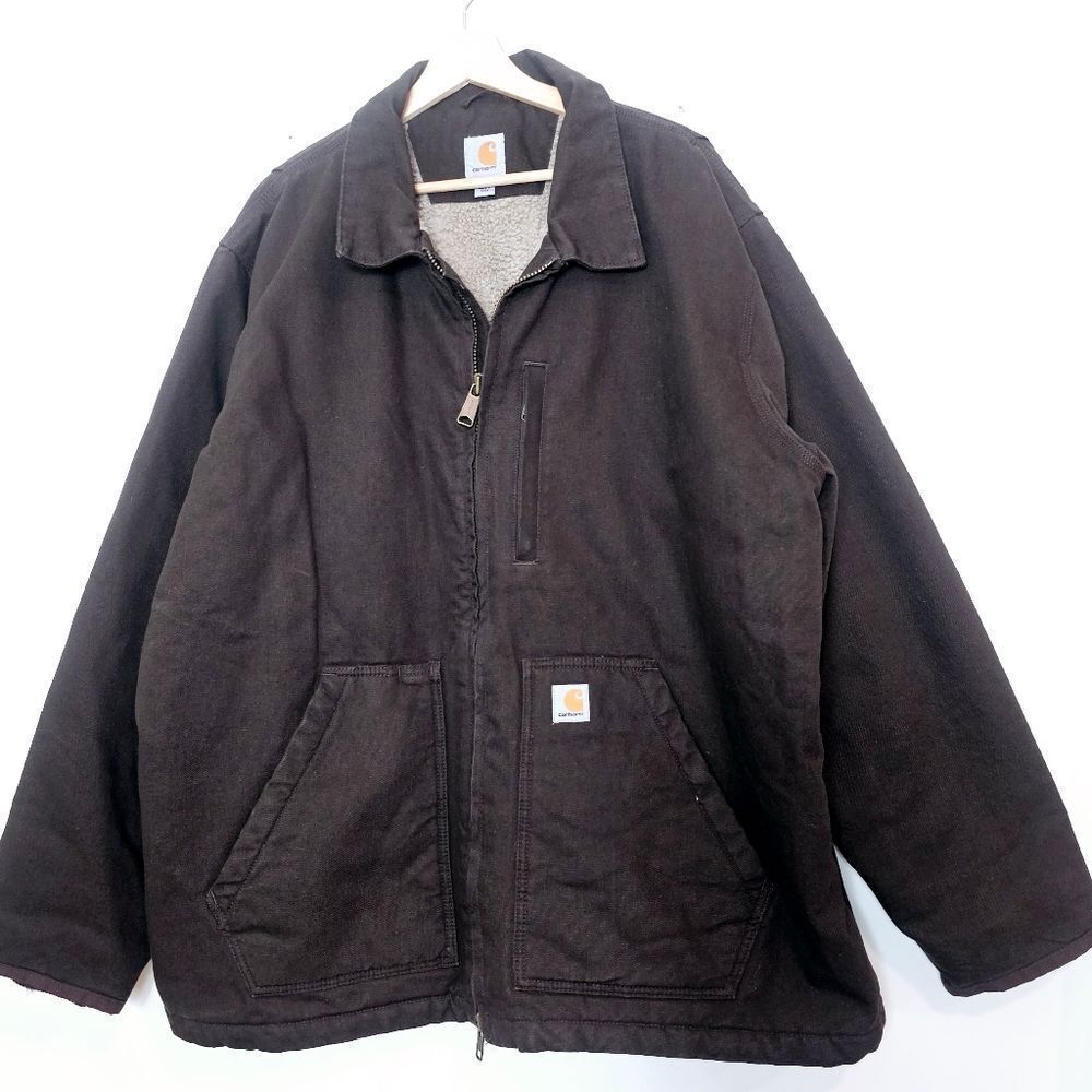 Carhartt Sherpa Lined Mens Brown  Jacket Size 2XL